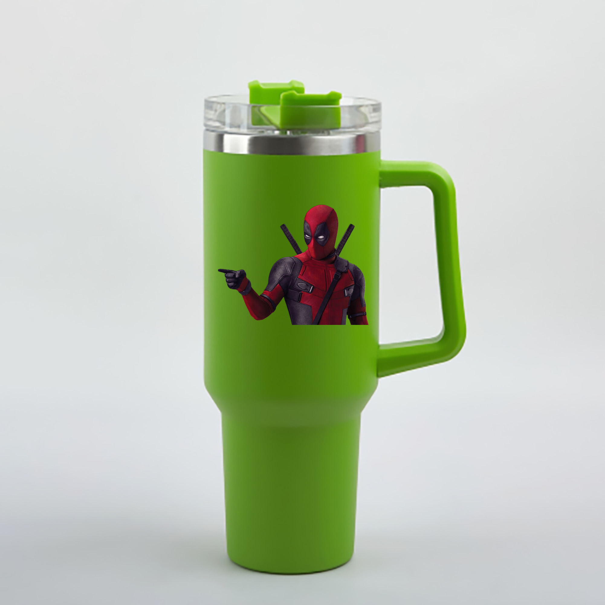 （画像用） Deadpool デッドプール 1200mL車用タンブラー - クリスタルステッカー（プラスチックストロー付き）